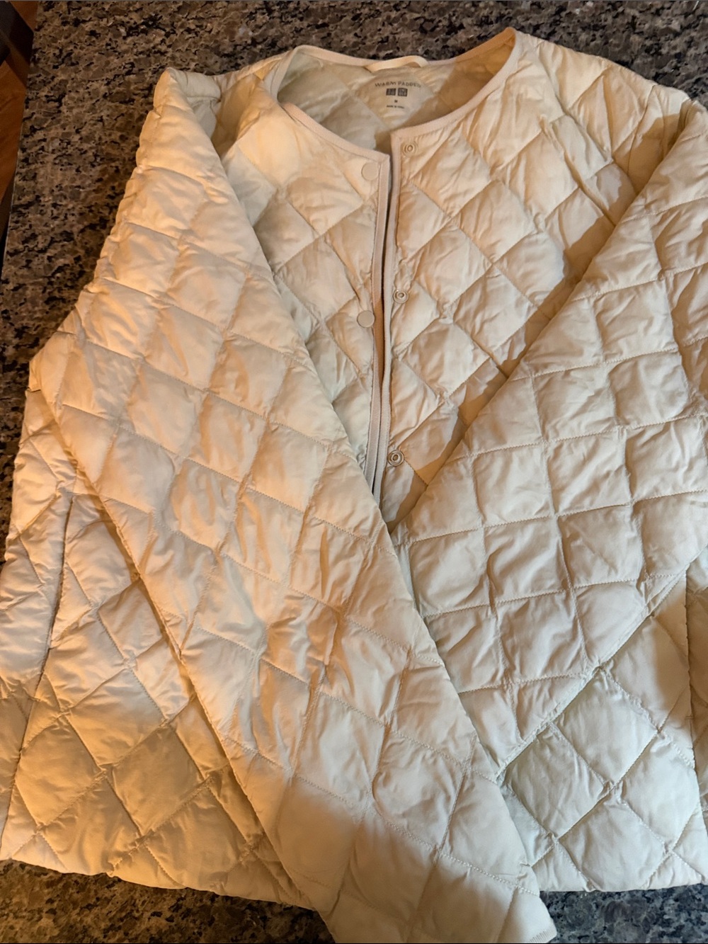 Uniqlo Cream Quilted Snap-Front Puffer Jacket